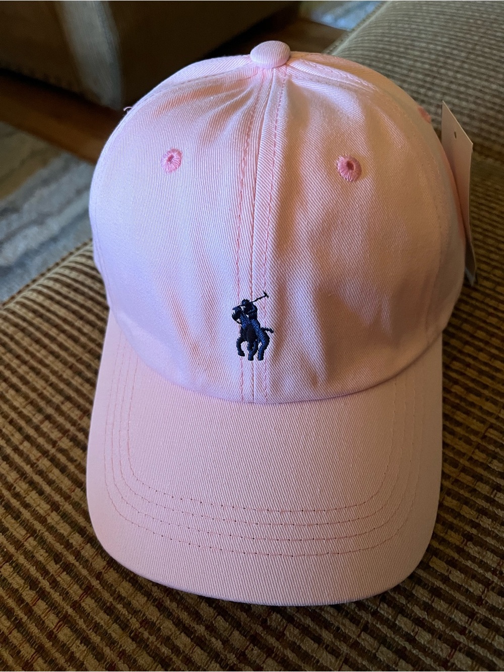 Ralph Lauren Pink Polo Baseball Cap with Navy Logo